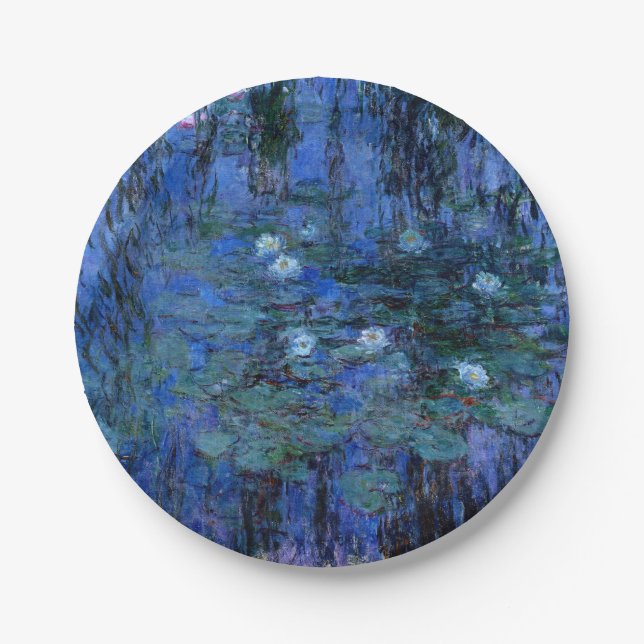 Claude Monet Blue Water Lilies Pappteller (Vorderseite)