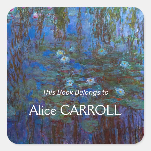 Claude Monet - Blue Water Lilies Quadratischer Aufkleber (Vorderseite)