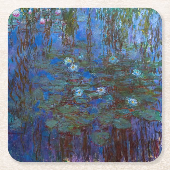 Claude Monet - Blue Water Lilies Rechteckiger Pappuntersetzer (Vorderseite)