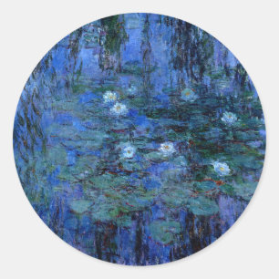 Claude Monet Blue Water Lilies Runder Aufkleber