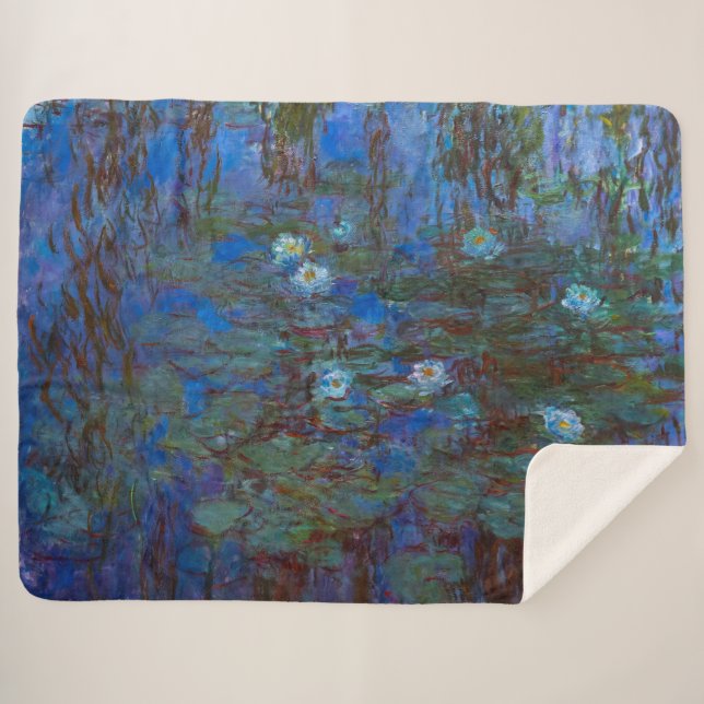 Claude Monet - Blue Water Lilies Sherpadecke (Vorderseite (Horizontal))