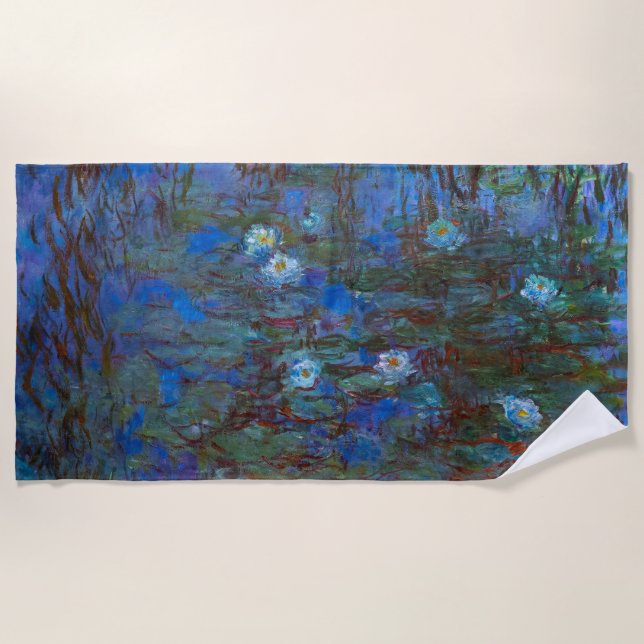 Claude Monet - Blue Water Lilies Strandtuch (Vorderseite)
