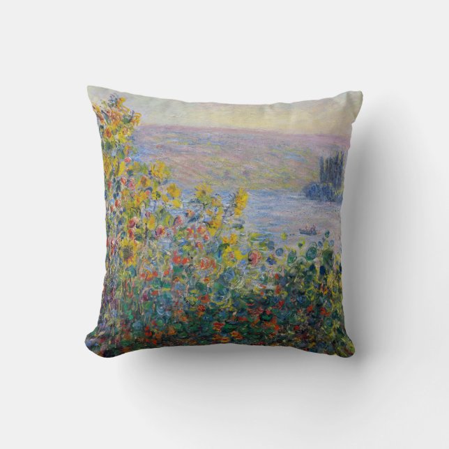 Claude Monet Blume Beds bei Vétheuil Kissen (Vorderseite)
