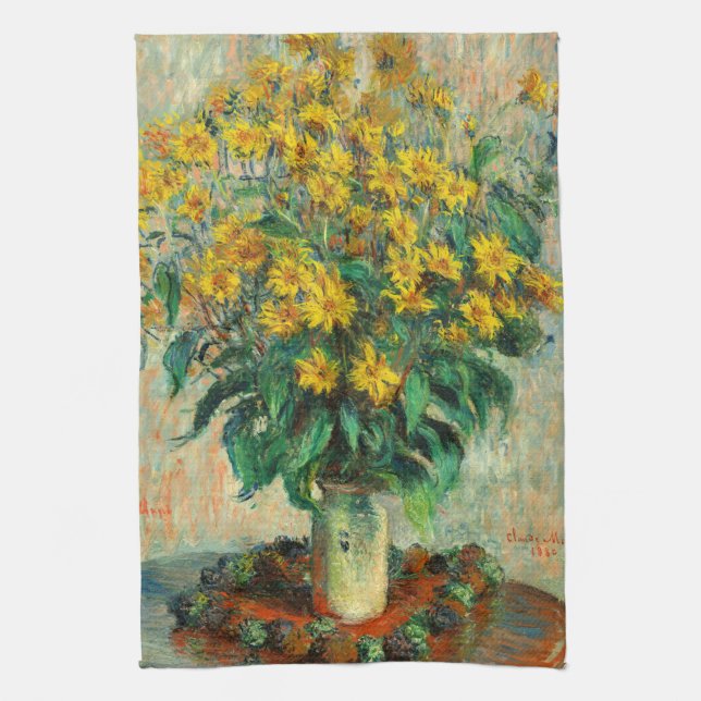 Claude Monet - Blume zu Jerusalem Artichoke Geschirrtuch (Vertikal)