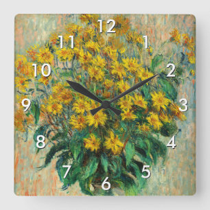 Claude Monet - Blume zu Jerusalem Artichoke Quadratische Wanduhr