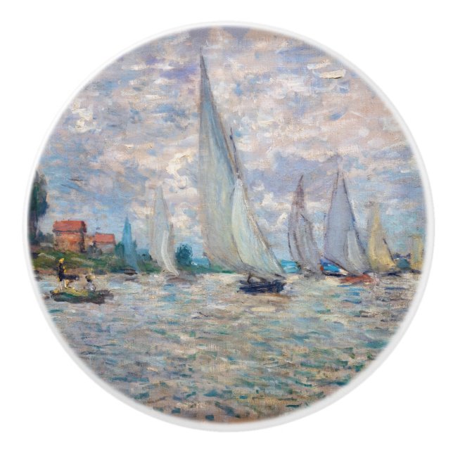 Claude Monet - Boats Regatta bei Argenteuil Keramikknauf (Vorderseite)