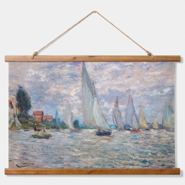 Claude Monet - Boats Regatta bei Argenteuil Wandteppich Mit Holzrahmen (Vorne)