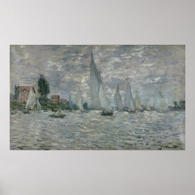 Claude Monet | Boote oder Regatta in Argenteuil Poster (Vorne)