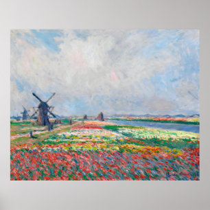 Claude Monet, Bulbfield und Windmill in der Nähe v Poster