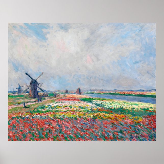 Claude Monet, Bulbfield und Windmill in der Nähe v Poster (Vorne)