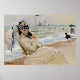 Claude Monet - Camille am Strand von Trouville Poster