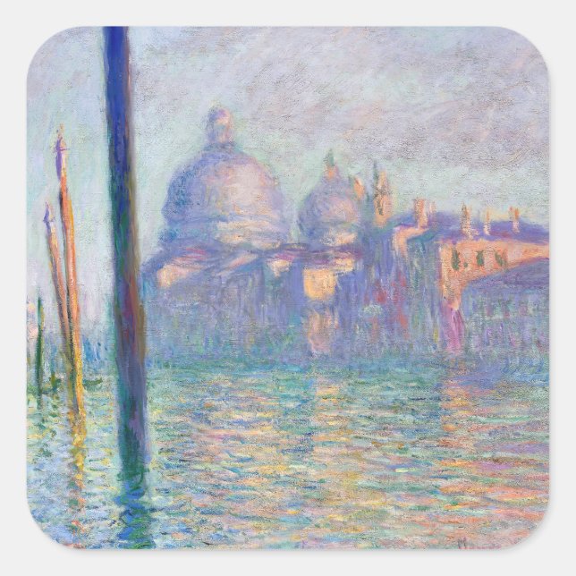 Claude Monet - Canal Grande, Venedig Quadratischer Aufkleber (Vorderseite)