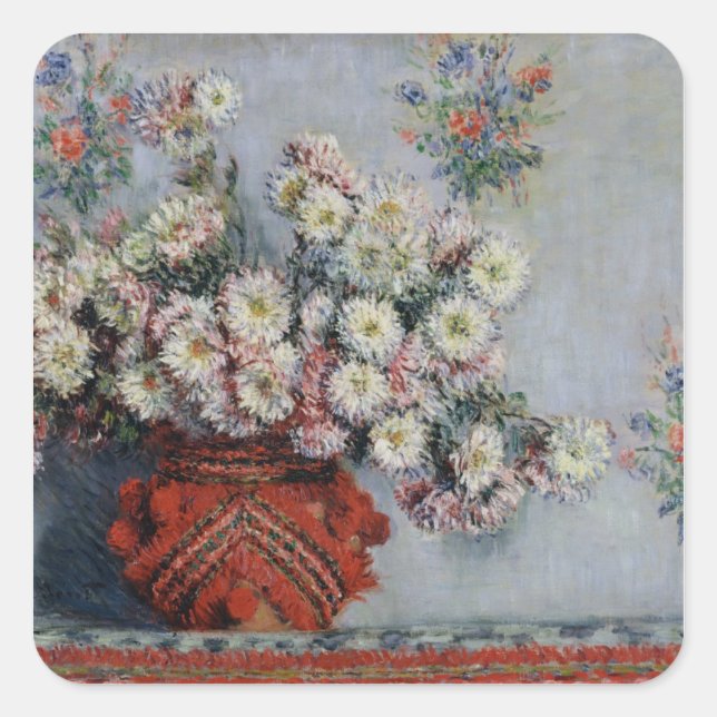 Claude Monet | Chrysanthemas, 1878 Quadratischer Aufkleber (Vorderseite)