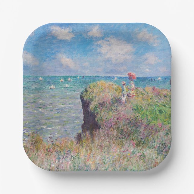 Claude Monet - Cliff Walk in Pourville Pappteller (Vorderseite)