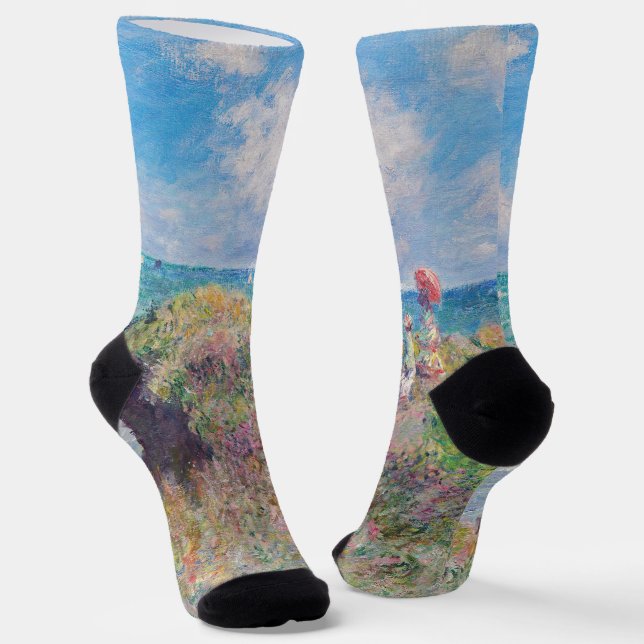 Claude Monet - Cliff Walk in Pourville Socken (Gewinkelt)
