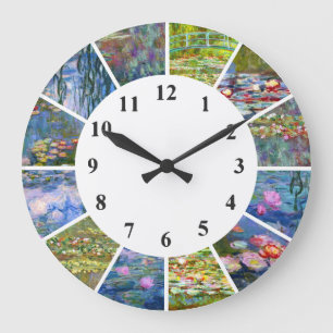 Claude Monet Clock Water Lilies Gemälde Kunstwerk Große Wanduhr
