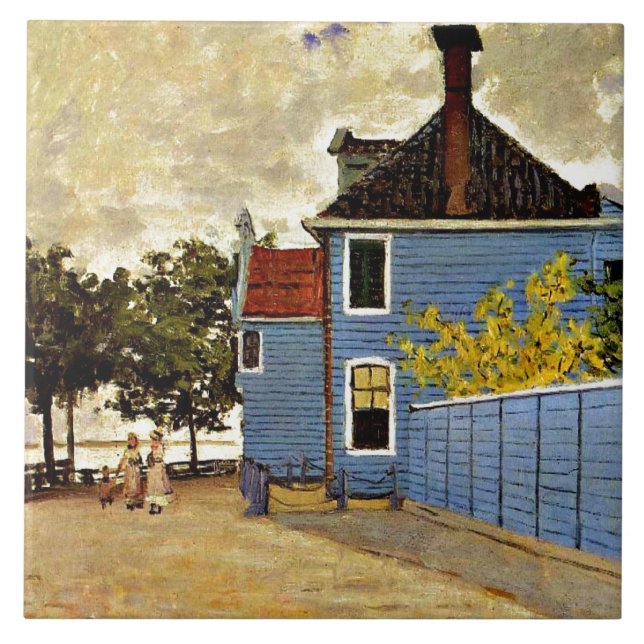 Claude Monet - Das blaue Haus in Zaandam, Fliese (Vorderseite)