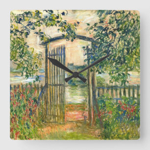 Claude Monet: Das Gartentor bei Vetheuil Quadratische Wanduhr