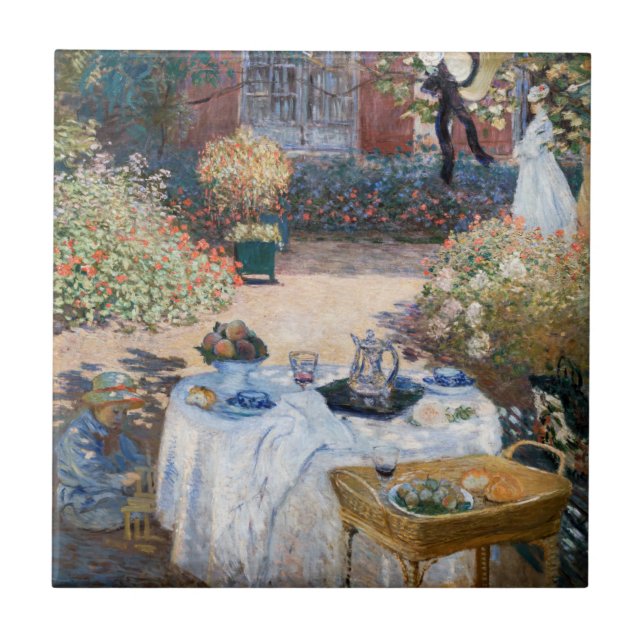 Claude Monet - Das Mittagessen, dekorative Tafel Fliese (Vorderseite)