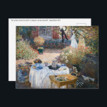 Claude Monet - Das Mittagessen, dekorative Tafel Postkarte<br><div class="desc">Luncheon,  dekorative Tafel / Le dejeuner,  panneau dekoratif - Claude Monet,  1873</div>
