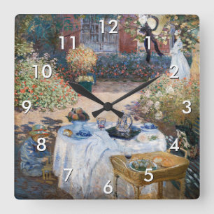 Claude Monet - Das Mittagessen, dekoratives Paneel Quadratische Wanduhr