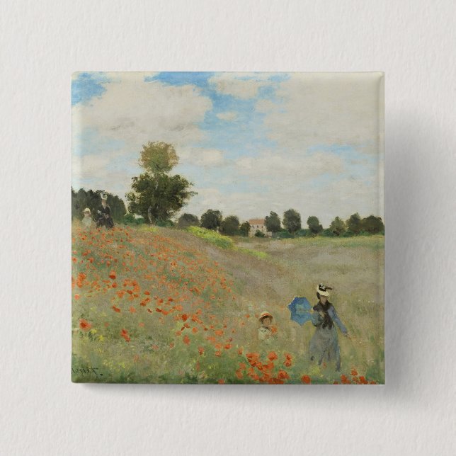 Claude Monet Das Mohnfeld bei Argenteuil Kunst Button (Vorderseite)