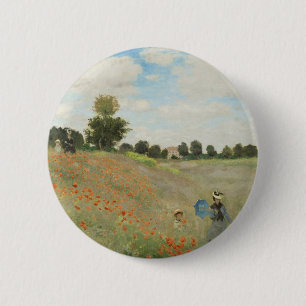 Claude Monet Das Mohnfeld bei Argenteuil Kunst Button