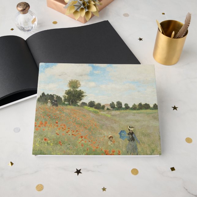 Claude Monet Das Mohnfeld bei Argenteuil Kunst Gästebuch (Vorderseite Offen)