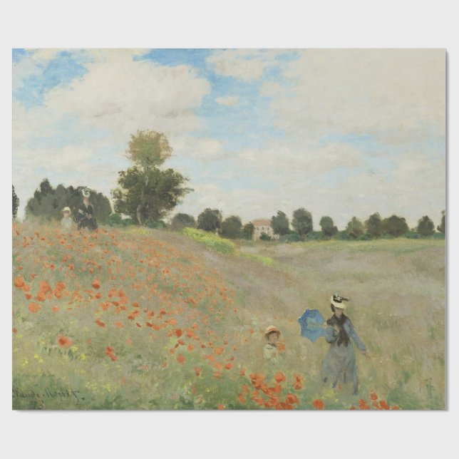 Claude Monet Das Mohnfeld bei Argenteuil Kunst Geschenkpapier (Flach)