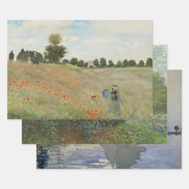 Claude Monet Das Mohnfeld bei Argenteuil Kunst Geschenkpapier Set (Set)