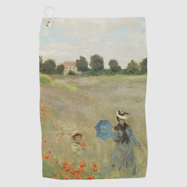 Claude Monet Das Mohnfeld bei Argenteuil Kunst Golfhandtuch (Vorderseite)