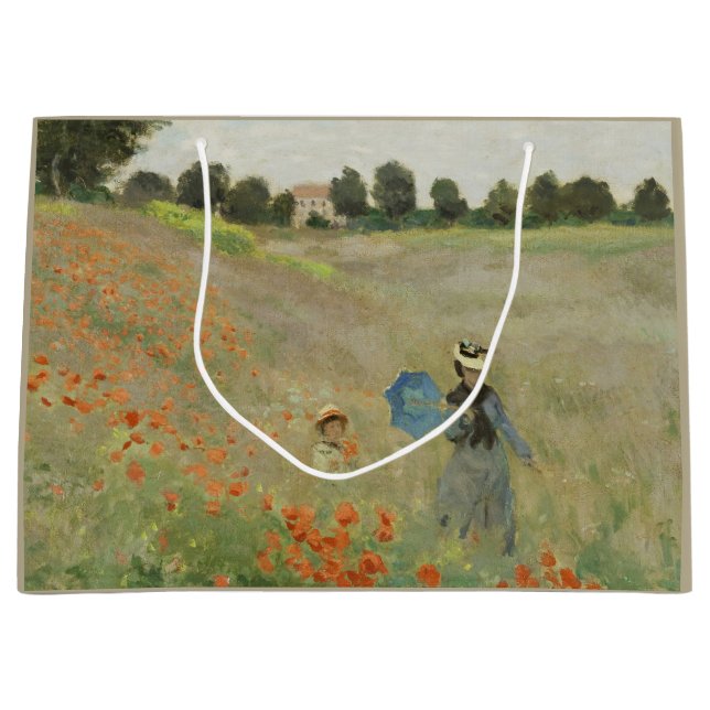 Claude Monet Das Mohnfeld bei Argenteuil Kunst Große Geschenktüte (Vorderseite)