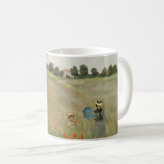 Claude Monet Das Mohnfeld bei Argenteuil Kunst Kaffeetasse (VorderseiteRechts)