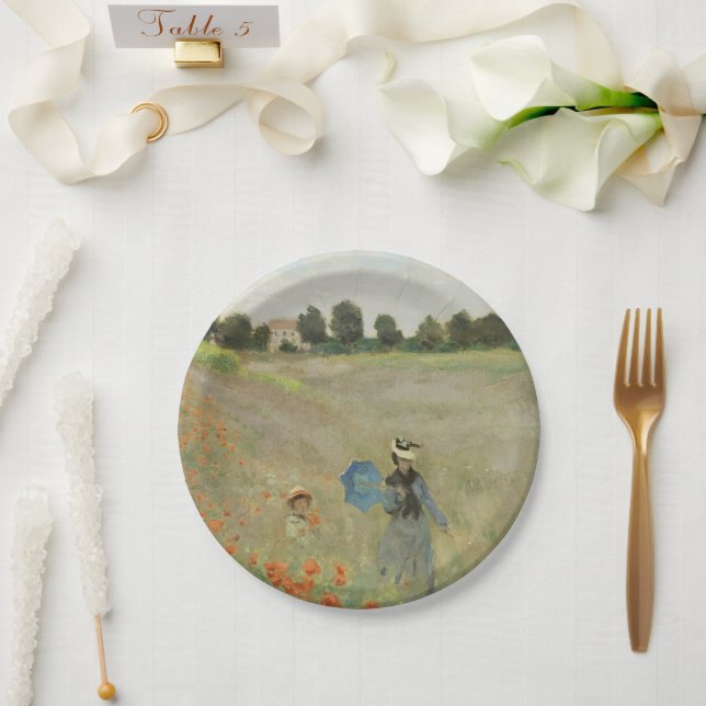 Claude Monet Das Mohnfeld bei Argenteuil Kunst Pappteller (Hochzeit)