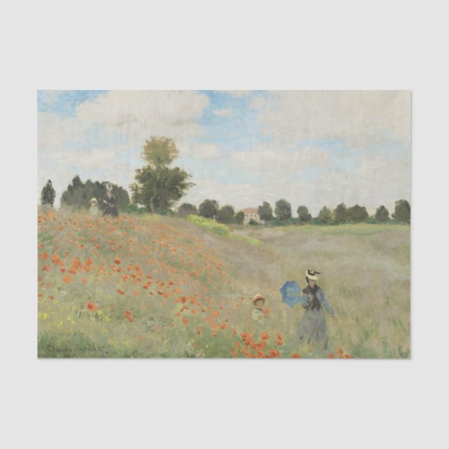 Claude Monet Das Mohnfeld bei Argenteuil Kunst Seidenpapier (Vorderseite)