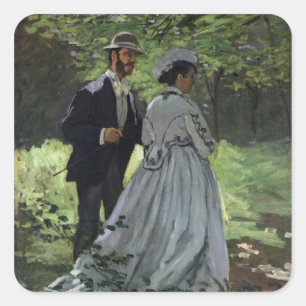 Claude Monet das Promenaders, Bazille, Camille Quadratischer Aufkleber