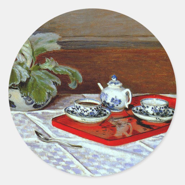 Claude Monet - Das Teeservice, Runder Aufkleber (Vorderseite)