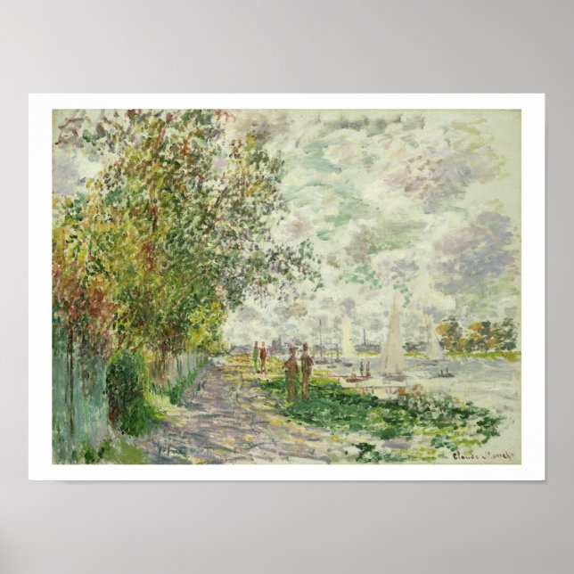 Claude Monet | Der Flussufer von Gennevilliers Poster (Vorne)