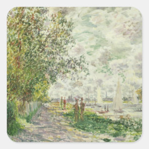 Claude Monet   Der Flussufer von Gennevilliers Quadratischer Aufkleber