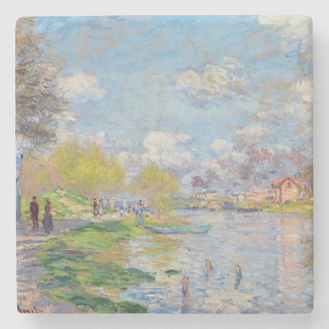Claude Monet - Der Frühling der Seine Steinuntersetzer (Vorderseite)