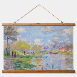 Claude Monet - Der Frühling der Seine Wandteppich Mit Holzrahmen