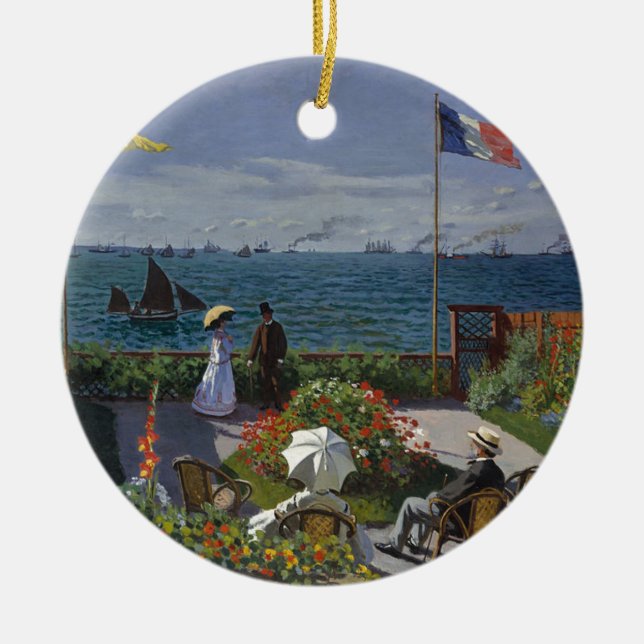 Claude Monet - der Garten an Sainte Adresse Kunst Keramik Ornament (Vorne)