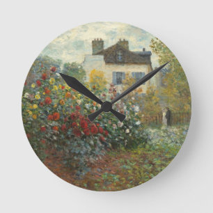 Claude Monet   der Garten des Künstlers in Runde Wanduhr