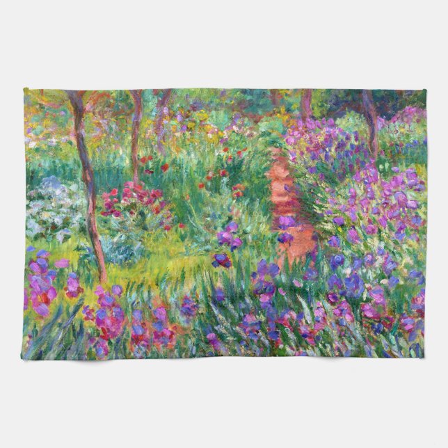 Claude Monet: Der Iris-Garten in Giverny Geschirrtuch (Horizontal)