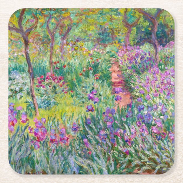 Claude Monet - Der Iris-Garten in Giverny Rechteckiger Pappuntersetzer (Vorderseite)