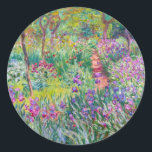 Claude Monet - Der Iris-Garten in Giverny Runder Aufkleber<br><div class="desc">The Iris Garden at Giverny / The Artist's Garden at Giverny - Claude Monet,  1899-1900</div>
