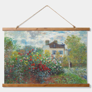 Claude Monet - Der Künstlergarten in Argenteuil Wandteppich Mit Holzrahmen