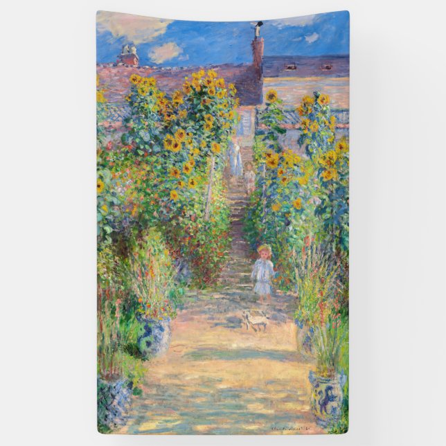Claude Monet - Der Künstlergarten in Vetheuil Banner (Vertikal)