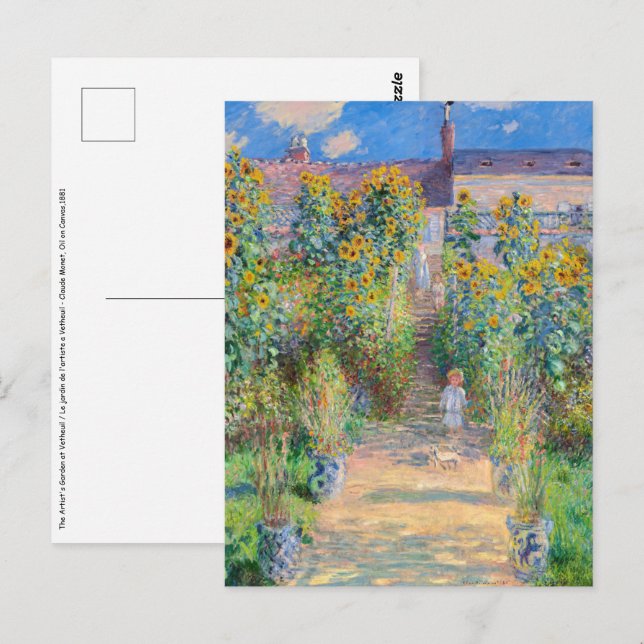 Claude Monet - Der Künstlergarten in Vetheuil Postkarte (Vorne/Hinten)