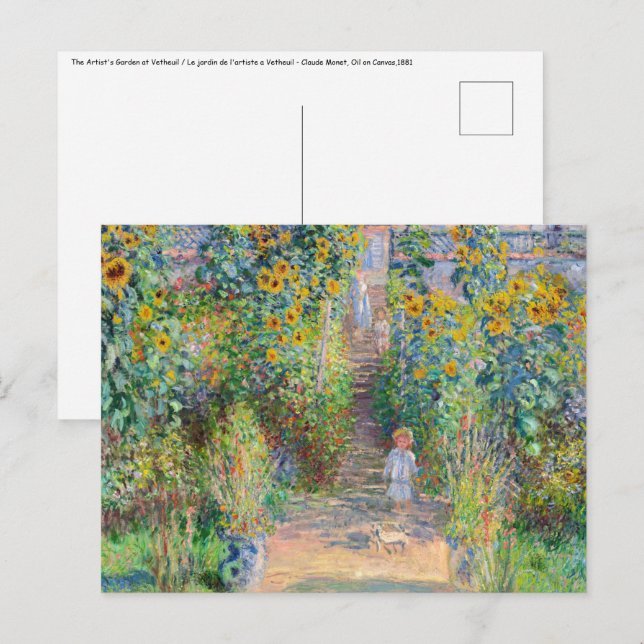 Claude Monet - Der Künstlergarten in Vetheuil Postkarte (Vorne/Hinten)